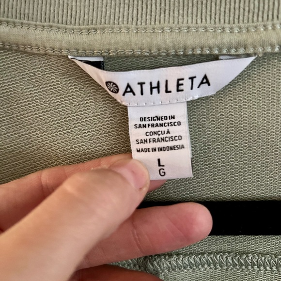 ATHLETA Retroterry V-Neck Sweatshirt Tee Sleeveless in Fern Green, Size L - Picture 10 of 16